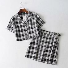 Load image into Gallery viewer, Vintage Plaid Tracksuit Women 2 Two Piece Set Casual 2019 Short Top Shirts+ Mini Skirt Matching Sets Outfits conjuntos mujer New