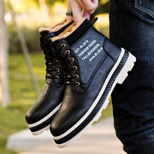 Load image into Gallery viewer, Winter Men Snow Boots with Fur Warm Fleeces Cotton Shoes High Lace-up Boots Platform Leather Footwear Retro Design Anti-skid