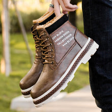Load image into Gallery viewer, Winter Men Snow Boots with Fur Warm Fleeces Cotton Shoes High Lace-up Boots Platform Leather Footwear Retro Design Anti-skid