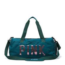 Load image into Gallery viewer, 2019 Newest Design Sequins PINK Letters Gym Fitness Sports Bag Shoulder Crossbody Bag Women Men Tote Handbag Travel Duffel Bolsa