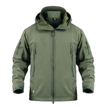 Load image into Gallery viewer, Outdoor Tactical Military Softshell Fleece Jacket Men's Waterproof Hunting and Hiking Jacket Warm Hooded Army Coat
