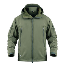 Load image into Gallery viewer, Outdoor Tactical Military Softshell Fleece Jacket Men's Waterproof Hunting and Hiking Jacket Warm Hooded Army Coat