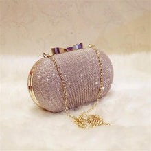 Load image into Gallery viewer, Golden Evening Clutch Bag Women Bags Wedding Shiny Handbags Bridal Metal Bow Clutches Bag Chain Shoulder Bag