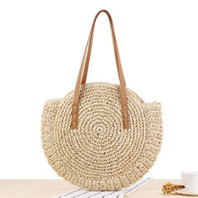 Load image into Gallery viewer, Casual Rattan Women Shoulder Bags Circle Straw Handbags Big Capacity Handmae Summer Totes Lady Round Bohemian Beach Treval Sac