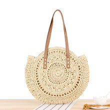 Load image into Gallery viewer, Casual Rattan Women Shoulder Bags Circle Straw Handbags Big Capacity Handmae Summer Totes Lady Round Bohemian Beach Treval Sac