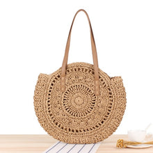 Load image into Gallery viewer, Casual Rattan Women Shoulder Bags Circle Straw Handbags Big Capacity Handmae Summer Totes Lady Round Bohemian Beach Treval Sac