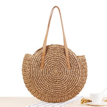 Load image into Gallery viewer, Casual Rattan Women Shoulder Bags Circle Straw Handbags Big Capacity Handmae Summer Totes Lady Round Bohemian Beach Treval Sac